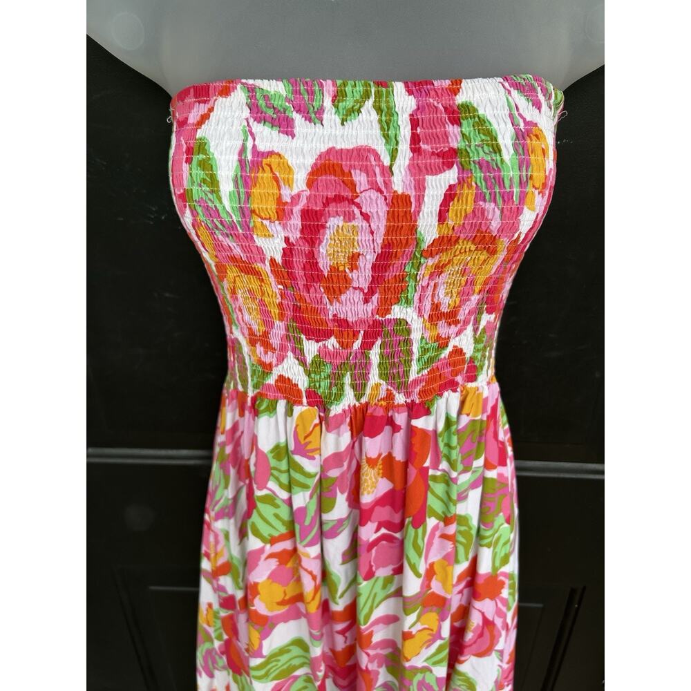 Abel The Label Anthropologie Floral Strapless Smocked Tiered Maxi Dress Size Med - Picture 7 of 12